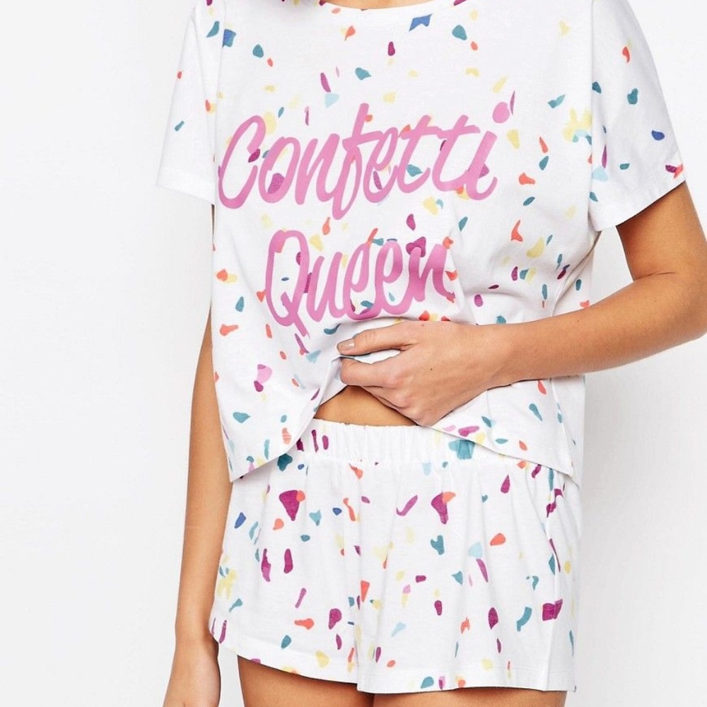 ASOS BRIDAL Confetti Queen Tee & Short Pajama Set